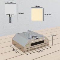 Outsunny 8 in Portable Stainless Steel BBQ Grill Top Pizza Oven with Built-in Thermometer and Viewing Window for Gas and Charcoal BBQ Grills, Includes Carry Handles, Pizza Stone and Peel, Silver Tone(m-3)