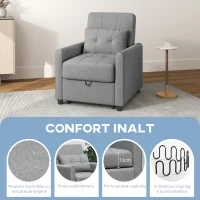 Homcom Fotoliu Pat Individual – Reglabil pe 3 Nivele, cu Perna & Roti(m-4)