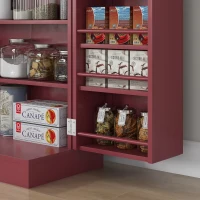 HOMCOM Armoire meuble de cuisine garde-manger 2 portes avec 5 étagères et 12 porte-épices - 60 x 30 x 104 cm - rouge(m-9)