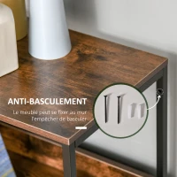 HOMCOM Commode chambre meuble de rangement 4 tiroirs en tissu pliables avec étagères ouvertes et cadre en métal, gris foncé(m-6)