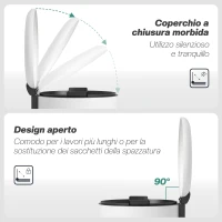 HOMCOM Bidone Immondizia a Pedale da 20L con Coperchio a Chiusura Morbida, in Metallo e PP, 36x30x44.5 cm, Crema(m-5)