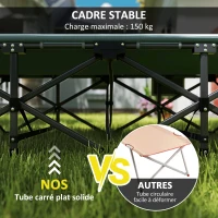 Outsunny Lit de camp pliable 1 personne pour adultes avec coussin et appui-tête, poche latérale, charge jusqu'à 150 kg, gris(m-6)