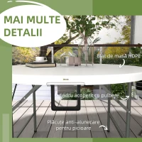 Outsunny Masa De Gradina Pliabila Cu Cadru Metalic Alb(m-6)