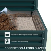 Outsunny Carré potager de jardin fond ouvert 2 étages pour herbes légumes fruits fleurs 120 x 101 x 58 cm vert(m-5)