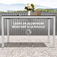 Outsunny Table à manger de jardin pour 4-6 personnes avec plateau à lattes cadre en aluminium anti-rouille 120 x 70 x 72 cm, noir(m-7)