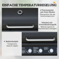 Outsunny Verrijdbare Gasbarbecue met Opbergruimte, Zijtafel, Zijbrander, Warmhoudrek, Thermometer, Roestvrijstaal, Zwart(m-5)