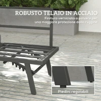 Outsunny Divano da Giardino 3 in 1 Reclinabile su 5 Posizioni con Cuscini, 180x63.5x68 cm, Grigio(m-8)