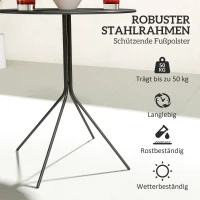 Outsunny Klapbare Tuintafel Ø60 x 71 cm, Weerbestendige Balkontafel van Staal, Ronde Bijzettafel met Voetpads Zwart(m-5)