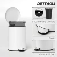 HOMCOM Bidone Immondizia a Pedale da 20L con Coperchio a Chiusura Morbida, in Metallo e PP, 36x30x44.5 cm, Crema(m-7)