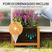 Outsunny Fioriera con Traliccio per Rampicanti con Foro di Drenaggio e Fodera, in Legno, 40x40x120 cm, Marrone(m-7)