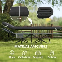 Outsunny Lit de camping pliable avec matelas robuste et portable avec sac de transport et pieds antidérapants, noir(m-4)