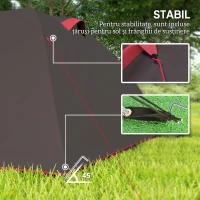 Outsunny Cort de Camping pentru 2-4 Persoane cu 2 Camere, Uși Duble și Geantă de Transport, 360x250x130 cm, Gri(m-6)