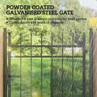 Outsunny Galvanised Steel Garden Gate, Outdoor Fence Gate Security Barrier with Lock, Keys and Handle, Outdoor Entrance Way Door with Classic Finials, 105 x 204 cm, Black(m-4)