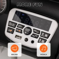 AIYAPLAY Coche Eléctrico para Niños de +3 Años con Batería 12V Mando a Distancia Faros LED Bocina Música Blanco(m-8)