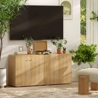 HOMCOM Buffet Commode Placard Meuble de Rangement dossiers pour Salon, Bureau, Salle à manger avec 2 Portes et étagères en Bois chêne Clair(m-9)