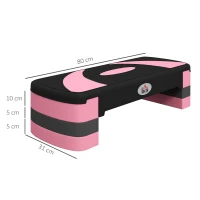 HOMCOM Stepper fitness aérobic hauteur réglable surface antidérapante 80 x 31 x 20 cm noir rose clair(m-3)