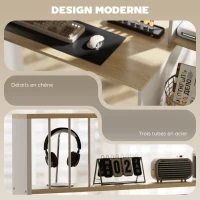 HOMCOM Bureau d'ordinateur avec étagères ouvertes, table d'étude pour bureau à domicile et chambre, couleur chêne(m-5)