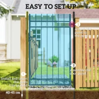 Outsunny Galvanised Steel Garden Gate, Outdoor Fence Gate Security Barrier with Lock, Keys and Handle, Outdoor Entrance Way Door with Classic Finials, 105 x 204 cm, Black(m-6)