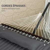 Outsunny Hamac sur pied, hamac avec support en acier, oreiller, barres d'écartement, 368 x 140 x 110 cm, gris foncé(m-7)