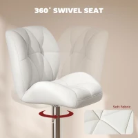 HOMCOM Scaun de Bar Pivotant cu Tapițerie din Piele Artificială, Scaun de Bucătărie cu Spătar și Înălțime Reglabilă, 47x49x90-111 cm, Alb(m-5)