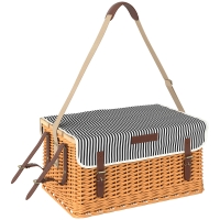 Outsunny Picknickkorb aus Weidenholz Picknickkoffer für 4 Personen mit Picknickdecke Besteck Set, Flascheöffner Hellbraun
