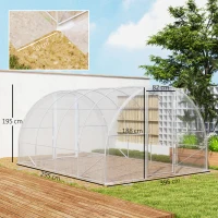 Outsunny Serre de jardin tunnel 4 x 3 x 2 m 12 m² avec 2 portes à charnières bâche en PE 150 g/m² pour Légumes Plantes Fleurs(m-3)