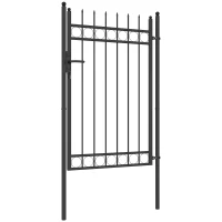 Outsunny Galvanised Steel Garden Gate, Outdoor Fence Gate Security Barrier with Lock, Keys and Handle, Outdoor Entrance Way Door with Classic Finials, 105 x 204 cm, Black(m-11)
