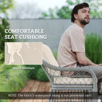 Outsunny Rattan Dining Set with Seat and Back Cushions, 6 Seater Garden Furniture Set with Aluminium Frame, 6 Chairs, WPC Top Rectangle Table, Conservatory Wicker Patio Furniture, Grey(m-6)