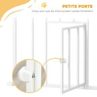 PawHut Barrière de sécurité animaux de 104,1H cm avec porte fermeture automatique système de double verrouillage blanc(m-7)