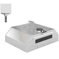 Outsunny 8 in Portable Stainless Steel BBQ Grill Top Pizza Oven with Built-in Thermometer and Viewing Window for Gas and Charcoal BBQ Grills, Includes Carry Handles, Pizza Stone and Peel, Silver Tone(m-1)