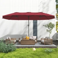 Outsunny Ombrellone Doppio con Prese d'Aria e Manovella, in Metallo e Poliestere, 4x2.2x2.34 m, Nero e Rosso(m-7)