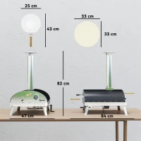 Outsunny Mini Horno de Pizza de Leña con Piedra Refractaria Termómetro y Bandeja Giratoria para Jardín Terraza o Camping(m-3)
