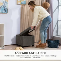 HOMCOM Coffre pouf rangement 30 L avec couvercle amovible, ottoman cube rembourré en velours côtelé, 40 x 40 x 40 cm, gris(m-7)