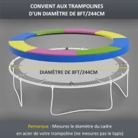 SPORTNOW Coussin de protection trampoline 305cm avec cordon élastique résistant aux intempéries et UV anti-déchirure, multicolore(m-4)
