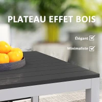 Outsunny Table à manger de jardin pour 4-6 personnes avec plateau à lattes cadre en aluminium anti-rouille 120 x 70 x 72 cm, noir(m-4)