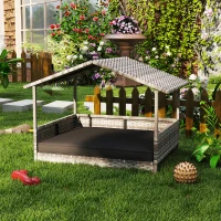 PawHut Hondenkennel Huisdierbed Hondenmand, weerbestendig, afneembaar kussen, Grijs(m-12)