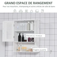 kleankin Armoire murale, meuble salle de bain avec étagère réglable, double porte et étagère ouverte, 60 x 20 x 70 cm, blanc(m-5)