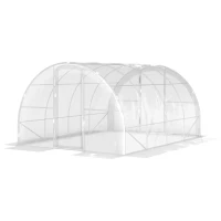 Outsunny Serre de jardin tunnel 4 x 3 x 2 m 12 m² avec 2 portes à charnières bâche en PE 150 g/m² pour Légumes Plantes Fleurs(m-1)