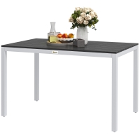 Outsunny Table à manger de jardin pour 4-6 personnes avec plateau à lattes cadre en aluminium anti-rouille 120 x 70 x 72 cm, noir