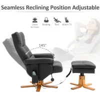 HOMCOM massagestoel met voetenbank relaxstoel kantelbaar tot 145° kunstleer zwart 80 x 86 x 99 cm(m-5)