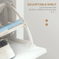 HOMCOM Modern Shoe Cabinet with 2 Flip Drawers and Adjustable Shelves, Narrow Shoe Storage Cabinet with Open Compartment, Holds 10 Pairs for Entryway, Hallway, White(m-5)