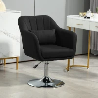 HOMCOM Draaistoel, in hoogte verstelbare bureaustoel, linnen-achtig polyester, metaal, 60 x 60 x 79-91 cm, Zwart(m-10)