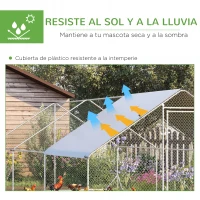 PawHut Gallinero para Exterior Jaula para Gallinas de Acero Galvanizado con Cubierta de PE y Cerradura 3x6x2 m Plata(m-4)
