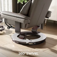 HOMCOM Massage Recliner Chair with Footstool, Upholstered Reclining Armchair with Adjustable Backrest, Steel Frame and Wood Base, Swivel Chair for Living Room, Bedroom, Brown(m-8)