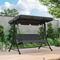 Outsunny Baloiço de Jardim de 3 Lugares Baloiço de Exterior com Toldo Ajustável Apoio para os Pés Retrátil 200x127x170 cm Cinzento(m-8)