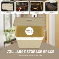 HOMCOM Bamboo Laundry Basket with Lid, 72L Laundry Hamper with Rope Handles, Washing Basket with Removable Washable Liner Bag for Bathroom, Bedroom, Nature Wood Finish(m-4)