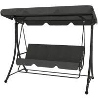 Outsunny Columpio de Jardín de 3 Plazas con Toldo Ajustable Reposapiés Retráctil y Cojines Carga 330 kg 200x127x170 cm Gris(m-11)