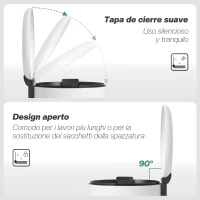 HOMCOM Papelera de Cocina 20L con Pedal Tapa de Cierre Suave y Cubo Extraíble para Dormitorio Oficina Estudio Salón Crema(m-5)