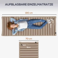 Outsunny Luftmatratze Gästematratze Gästebett, inkl. Fußpumpe, wasserabweisend, 195 cmx 70 cm x 10 cm, Khaki(m-4)