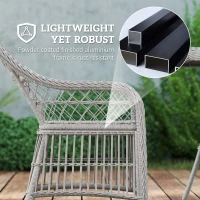 Outsunny Rattan Dining Set with Seat and Back Cushions, 6 Seater Garden Furniture Set with Aluminium Frame, 6 Chairs, WPC Top Rectangle Table, Conservatory Wicker Patio Furniture, Grey(m-5)